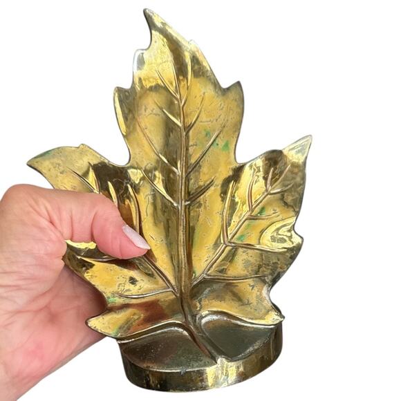 1970s PM Craftsman Brass Plated Maple Leaf Bookends - Picture 10 of 10